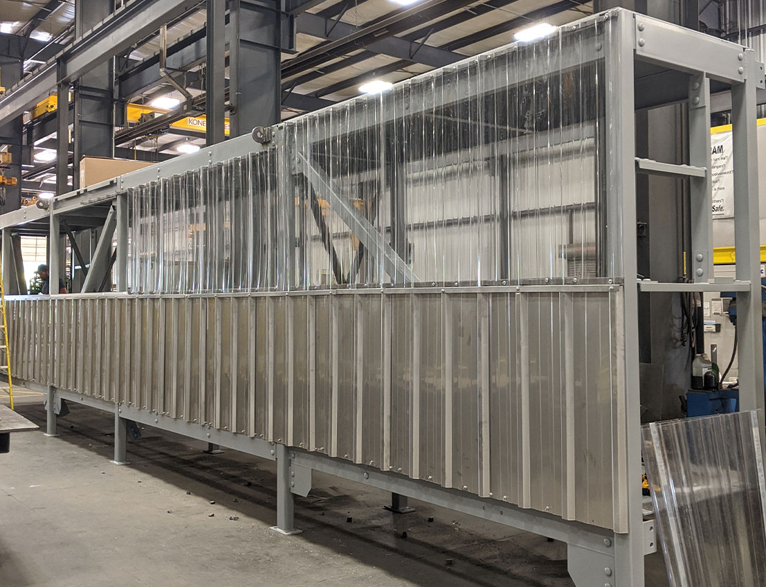 turnkey Platforms with corrugated stainless steel, plastic guarding, under construction