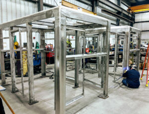 Sanitary Robot Frame made of bent plate, angle, or channel stainless steel,