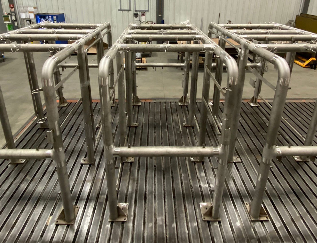 Sanitary round tubing stainless steel frame in progress