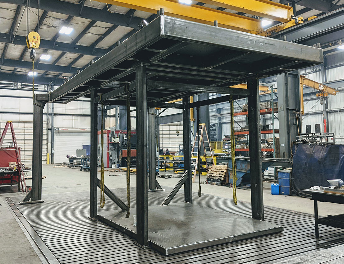 Elevated Carbon Steel Machine Base shown during construction