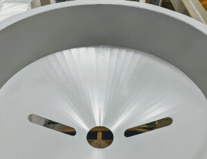 Light grey painted or glass bead finished custom chute or hopper.