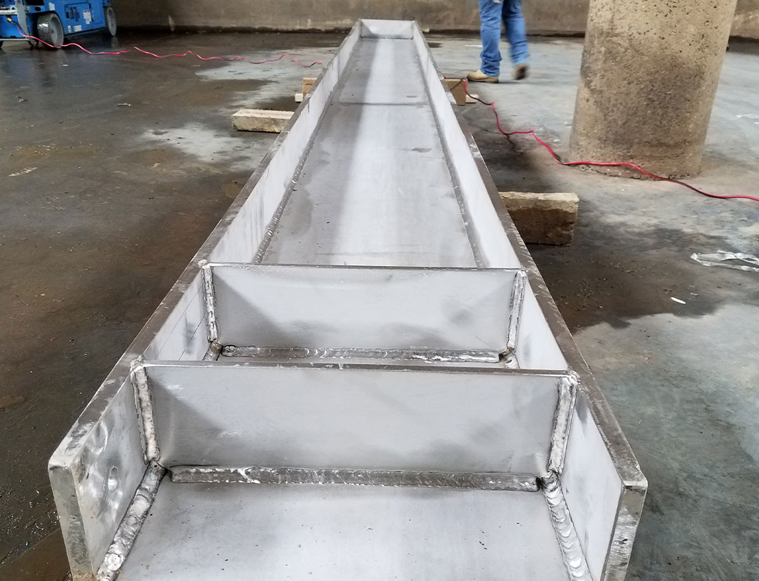 bottom view of a fabricated Stainless Steel I-Beam