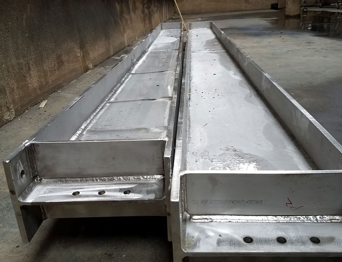close up shot of two Stainless Steel I-Beams