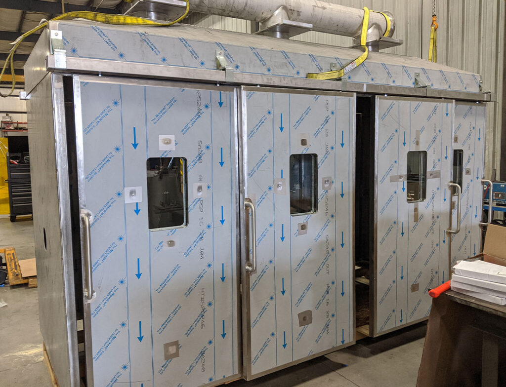 Sliding doors, high-quality welds, bending sheet metal, laser, and mirror finish are all available.
