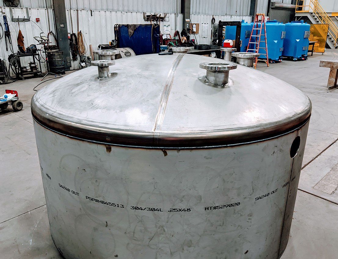 frontal view of a Stainless Steel Tank