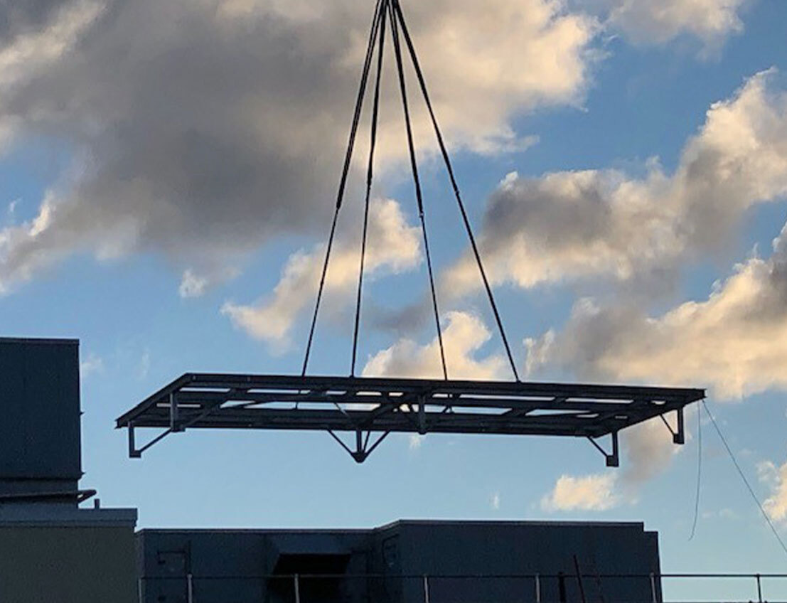 Crane Lowering Structural Steel Dunnage For Installation