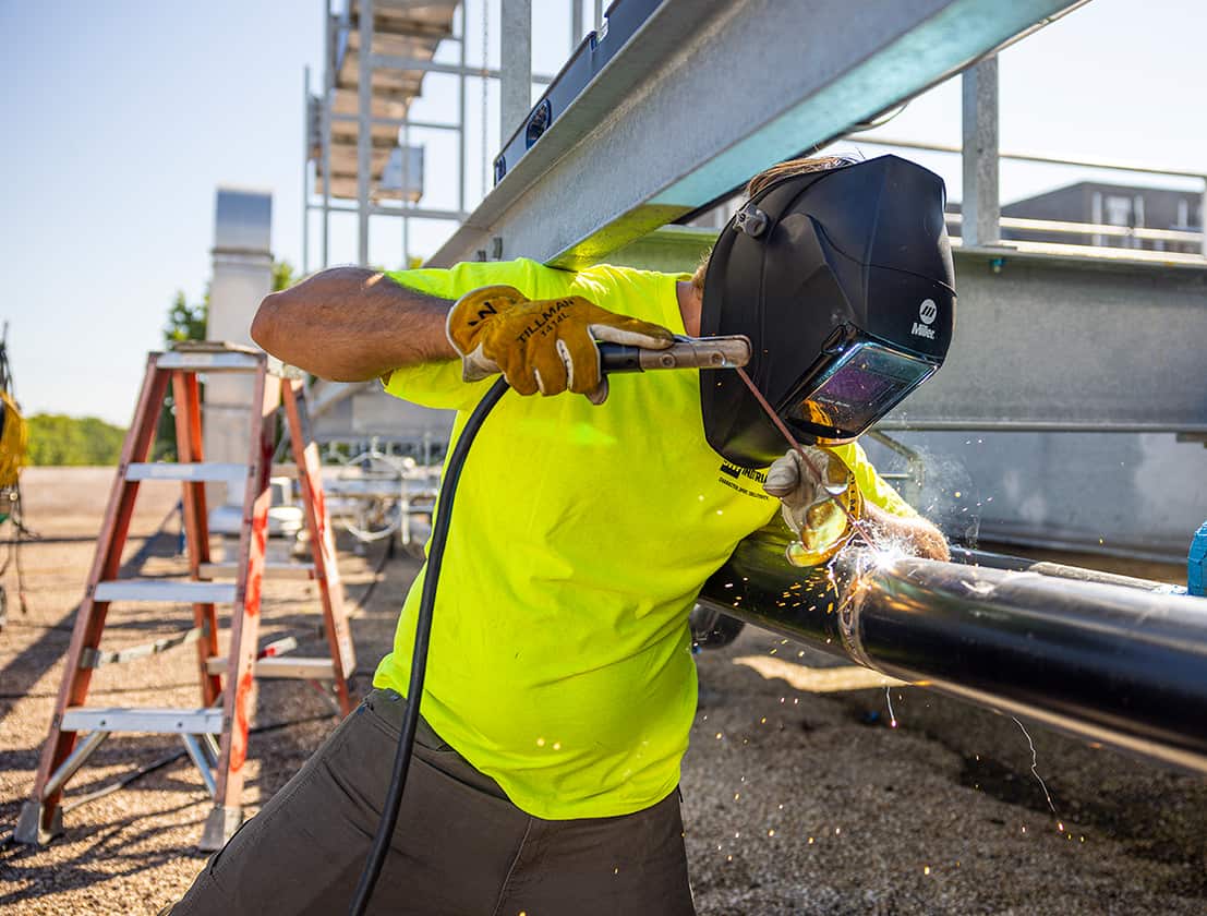 Industrial Construction pipe welding outdoors