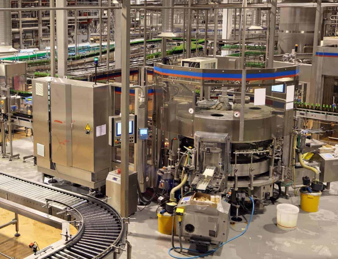 Interior of a beverage manufacturing and processing plant