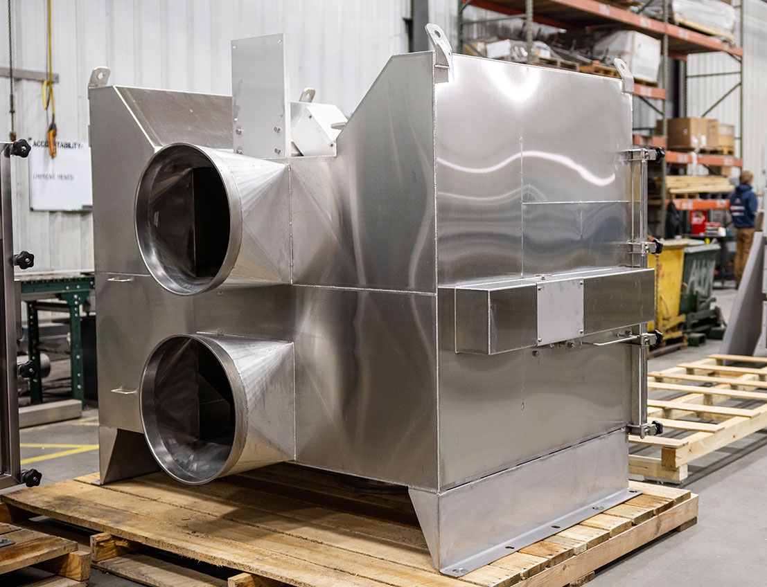 a stainless steel dedusting machine used in the food and beverage industry