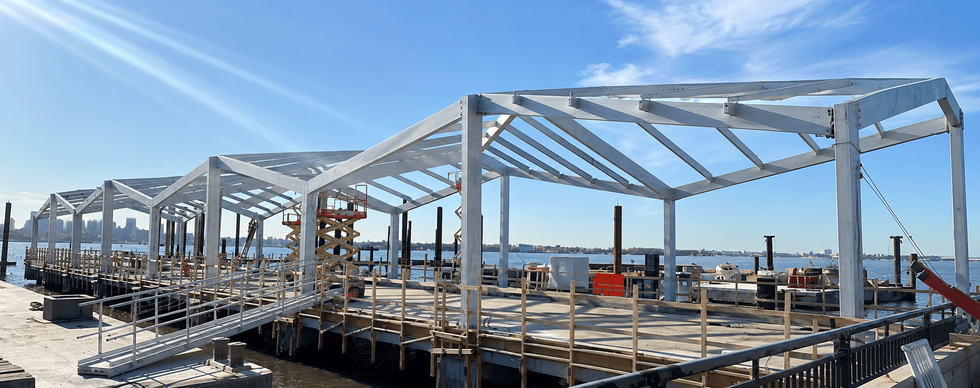 Liberty Island State Park structural steel canopy fabrication and installation.